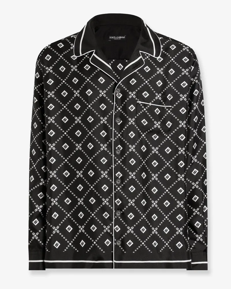 Dolce & Gabbana Silk shirt with all-over logo print -  - gender_Man Black