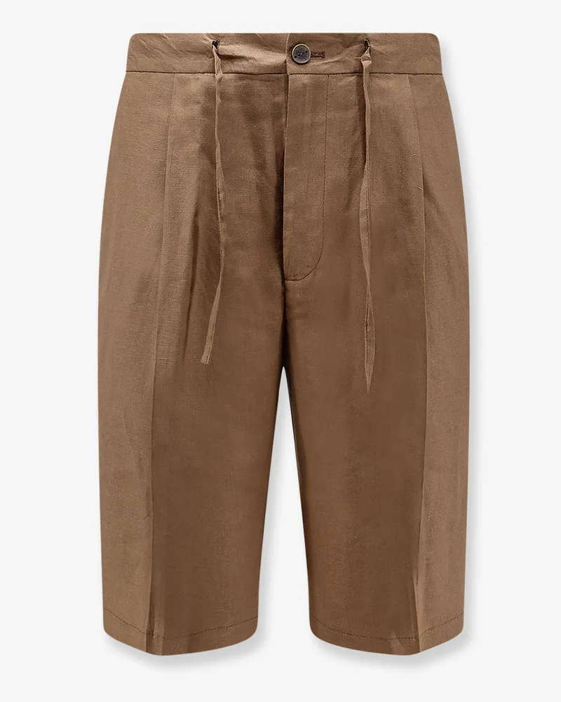 Hevò Torre Lapillo linen and viscose shorts -  - gender_Man Brown