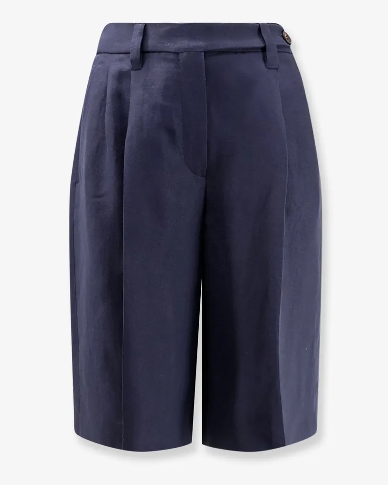Brunello Cucinelli Viscose and linen bermuda shorts -  - gender_Woman Blue