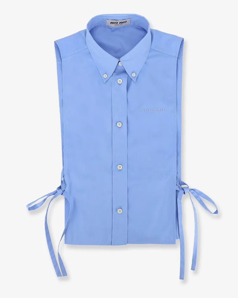 Miu Miu Cotton shirt with front embroidered logo -  - gender_Woman Blue
