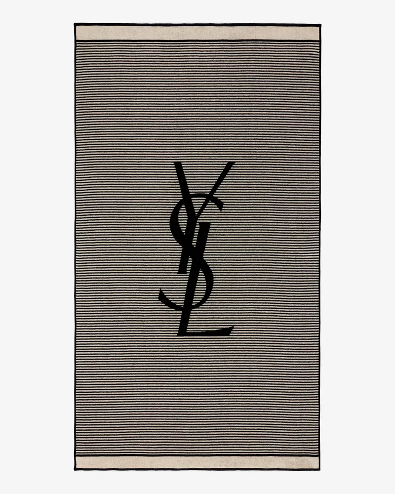 Saint Laurent Certified cotton striped beach towel -  - gender_Woman Black