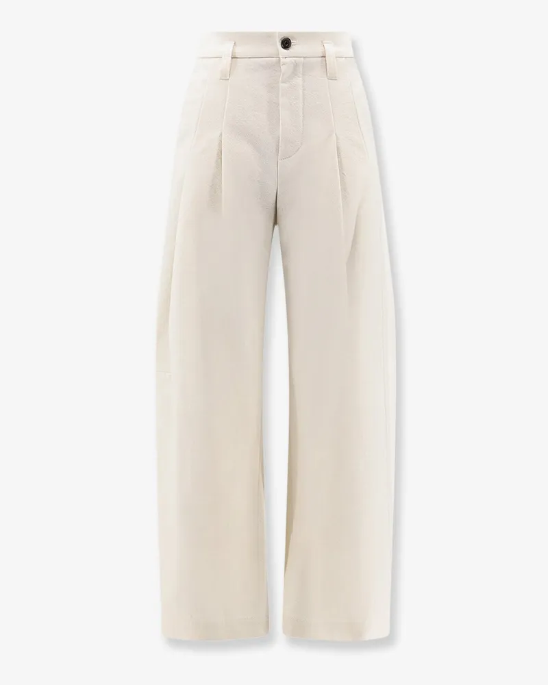 Brunello Cucinelli Baggy Wrinkled wool and cotton trousers -  - gender_Woman Bianco
