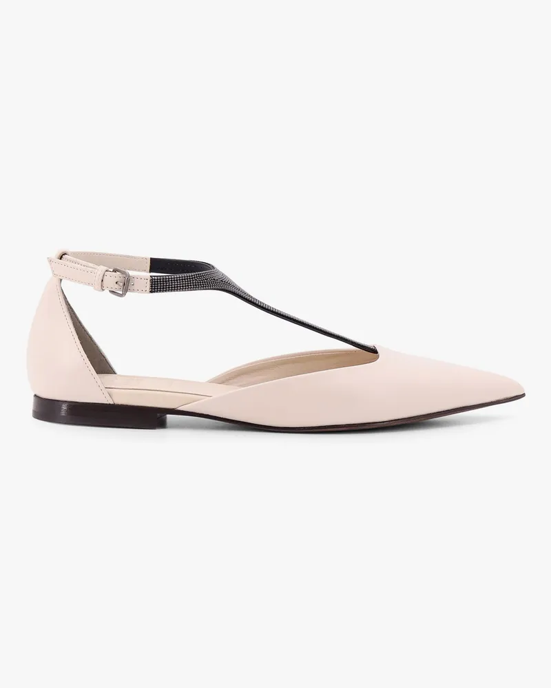 Brunello Cucinelli Leather sandals with monili detail on the front -  - gender_Woman Beige