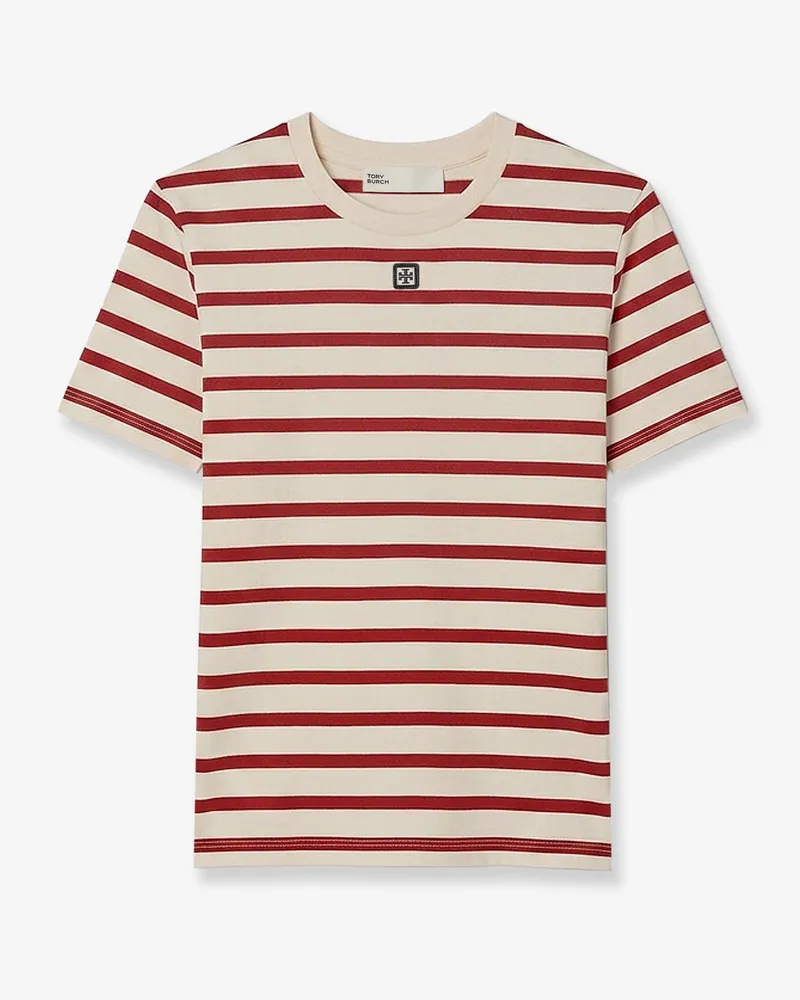 Tory Burch Cotton T-shirt with striped pattern -  - gender_Woman Red