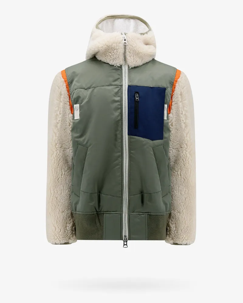 Sacai Nylon jacket with eco shearling inserts -  - gender_Man Green