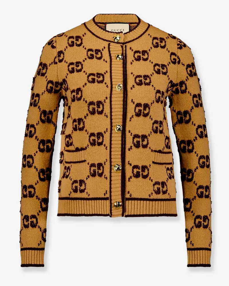 Gucci Wool cardigan with GG inlay -  - gender_Woman Brown