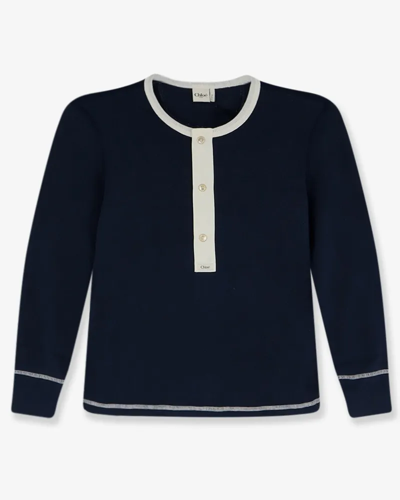 Chloé Cotton sweater with contrasting inserts -  - gender_Woman Blue