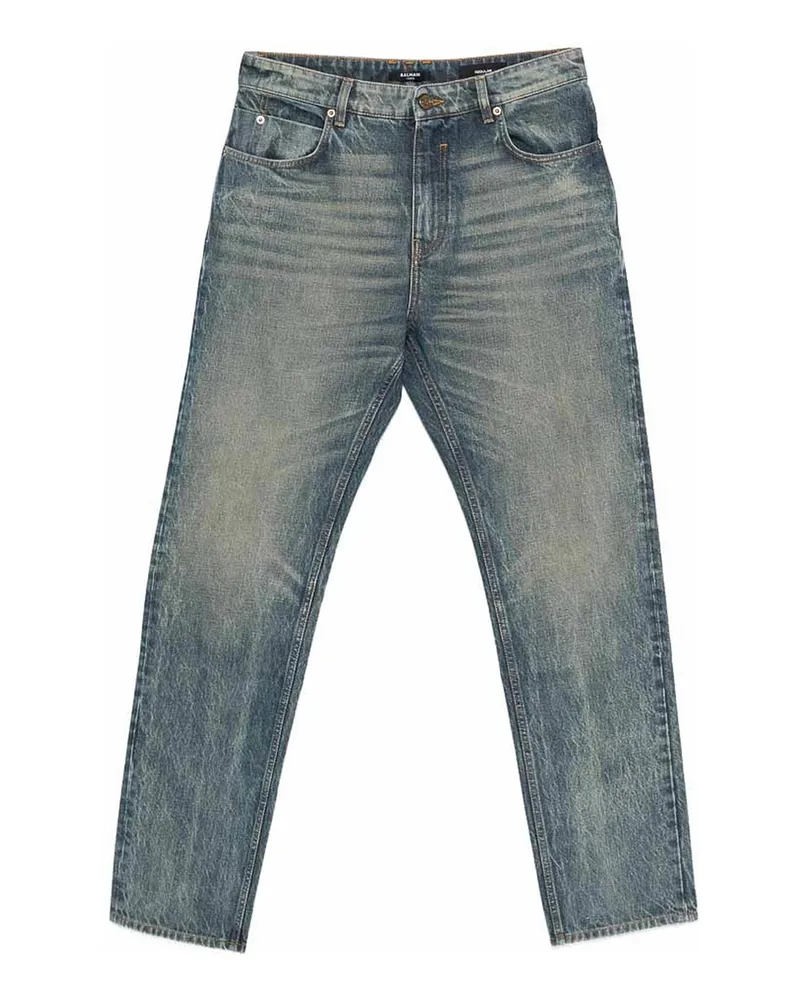 Balmain Straight Leg Jeans - Blau Blau