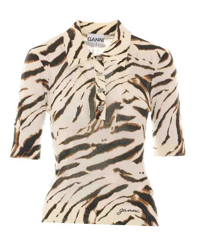 Ganni Poloshirt - Beige Beige