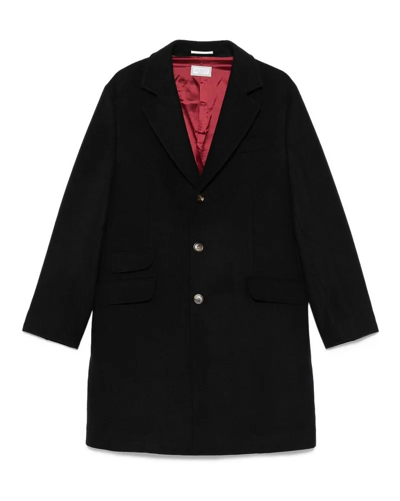 Brunello Cucinelli Knielanger Mantel - Schwarz Schwarz