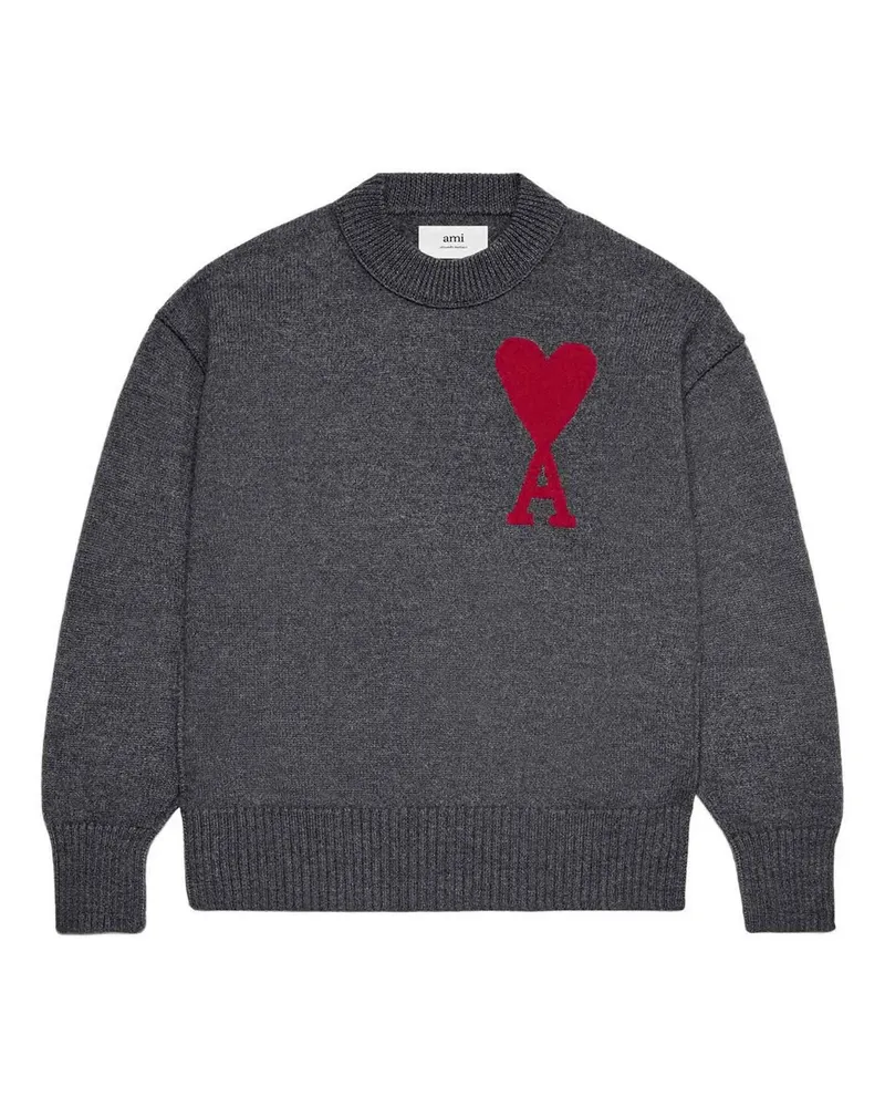 AMI Paris Rundhalspullover - Hellgrau Hellgrau