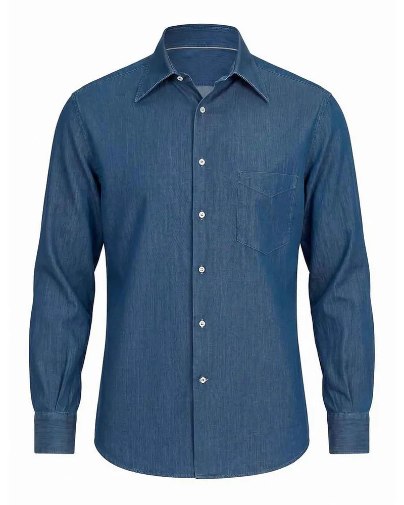 Brunello Cucinelli Hemd - Dunkles Jeansblau Dunkles