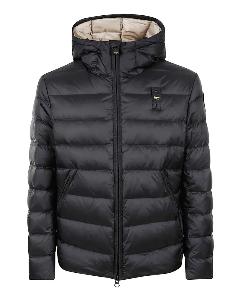 Blauer Knielanger Mantel - Schwarz Schwarz