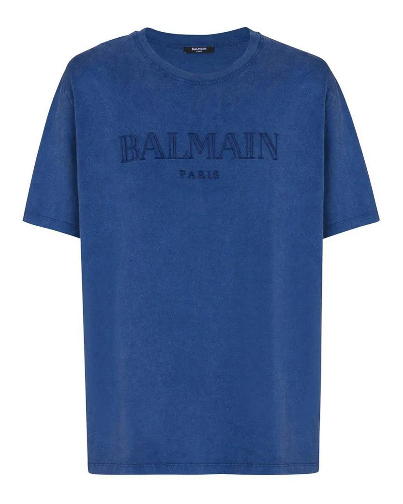 Balmain T-Shirt mit Logo Blau