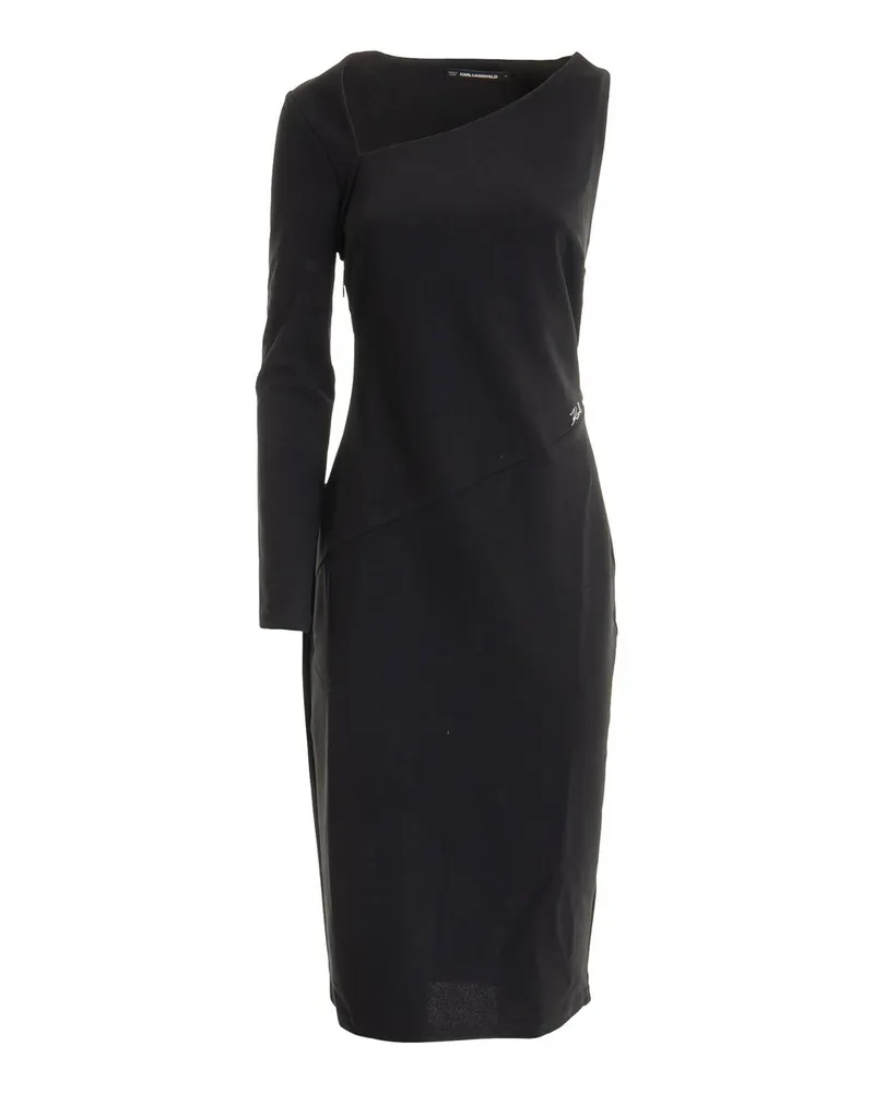 Karl Lagerfeld Knielanges Kleid - Schwarz Schwarz