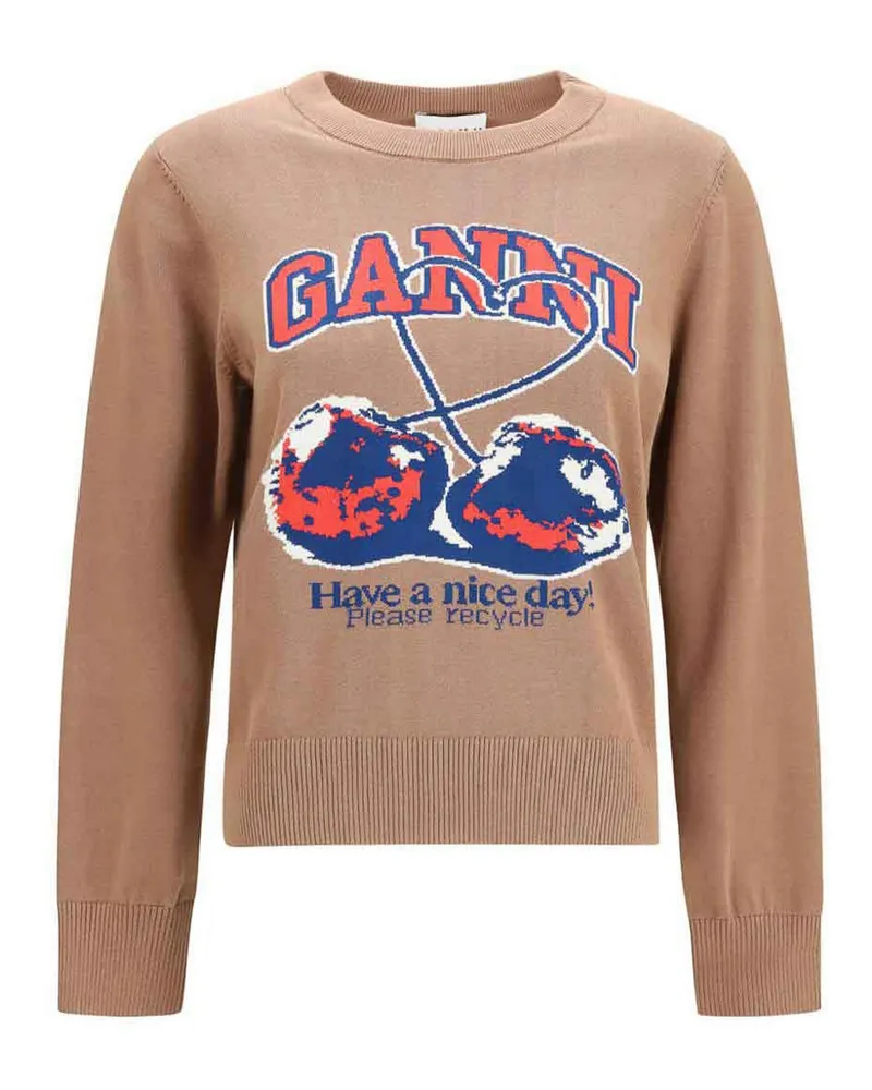 Ganni Rundhalspullover - Camel Camel