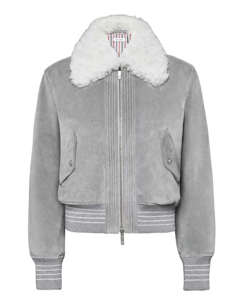 Thom Browne Ledermantel - Grau Grau