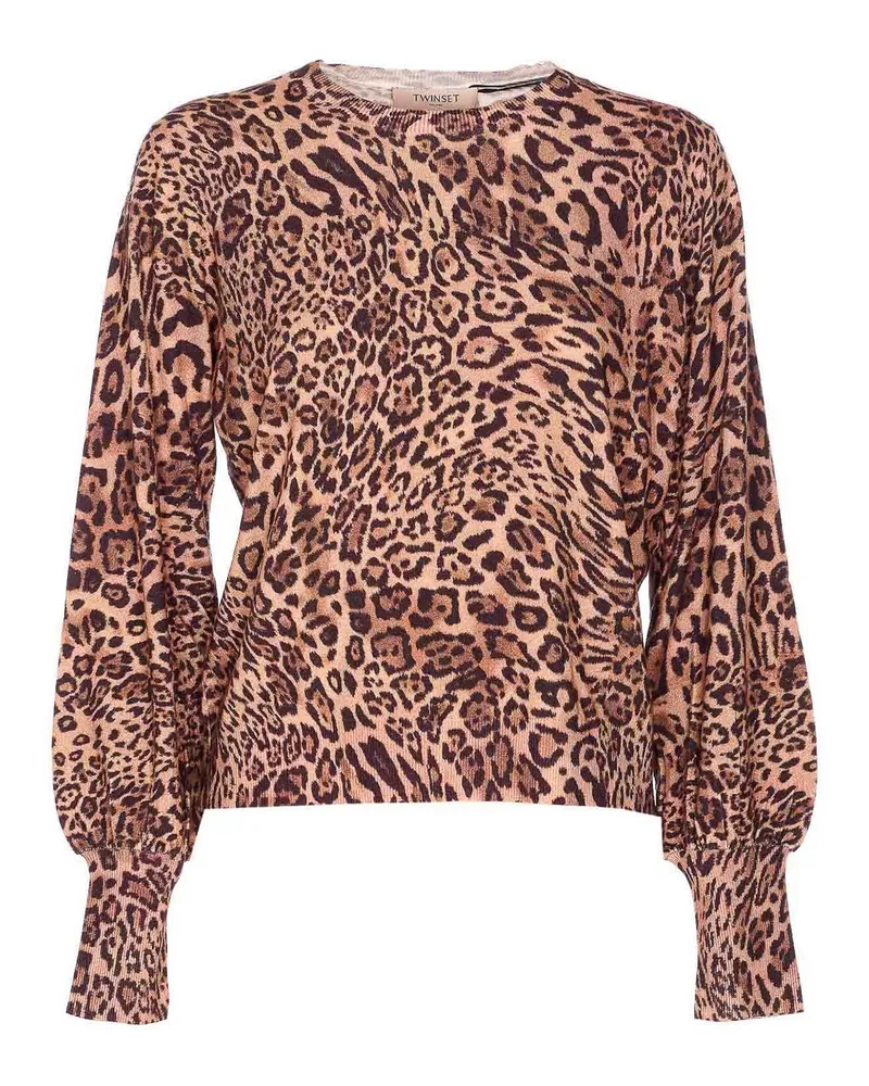 Twin-Set Rundhalspullover - Braun Animal