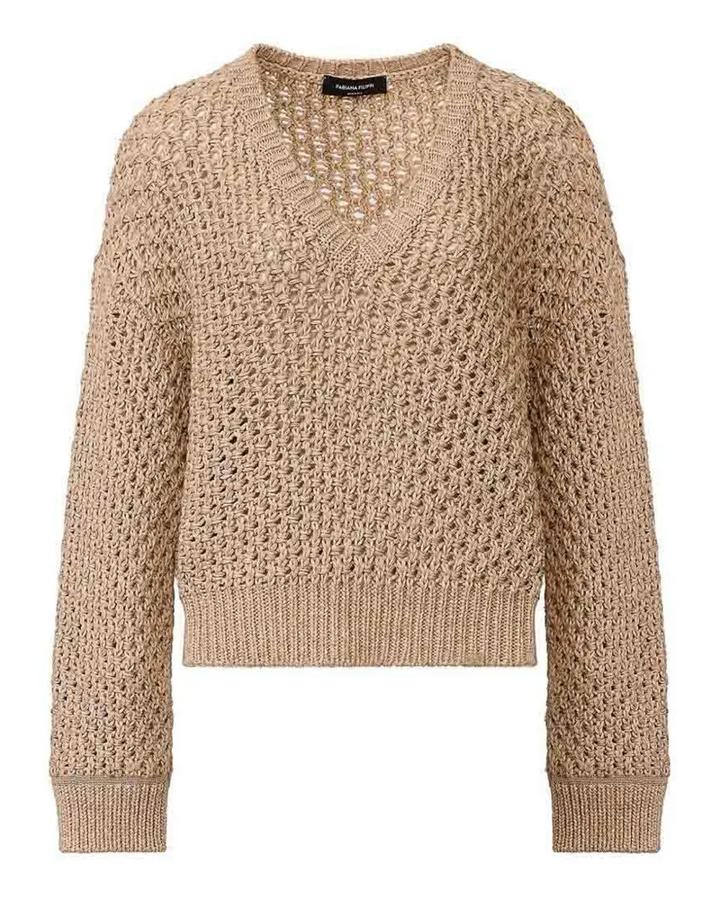 Fabiana Filippi Rundhalspullover - Weiß Braun