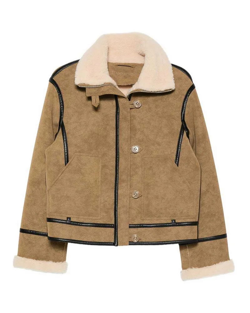 STAND Lederjacke - Beige Beige