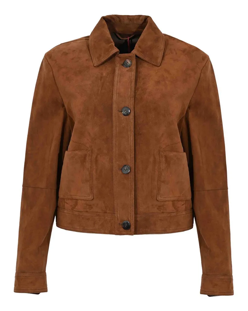 Max Mara Lederjacke - Dunkelbraun Dunkelbraun