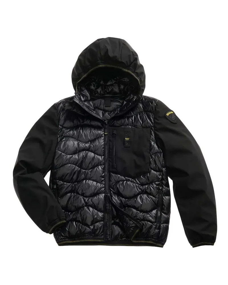 Blauer Knielanger Mantel - Schwarz Schwarz