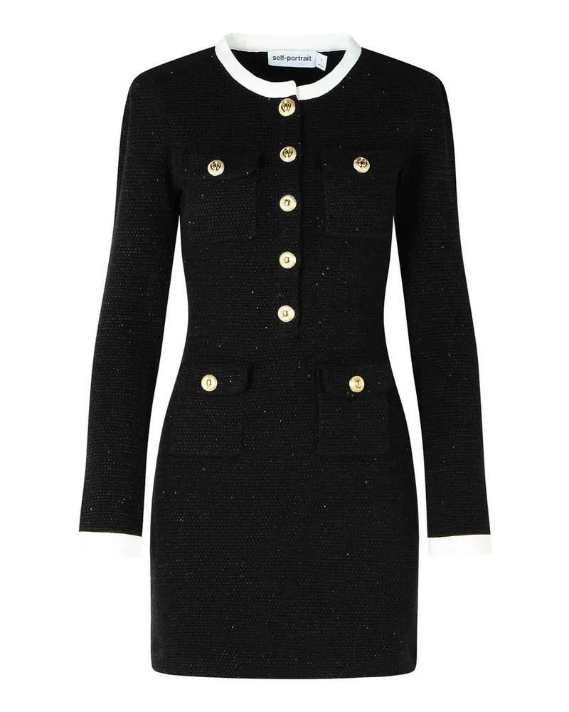 Self-Portrait Knielanges Kleid - Schwarz Schwarz