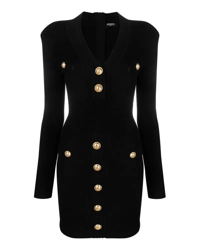 Balmain Knielanges Kleid - Schwarz Schwarz