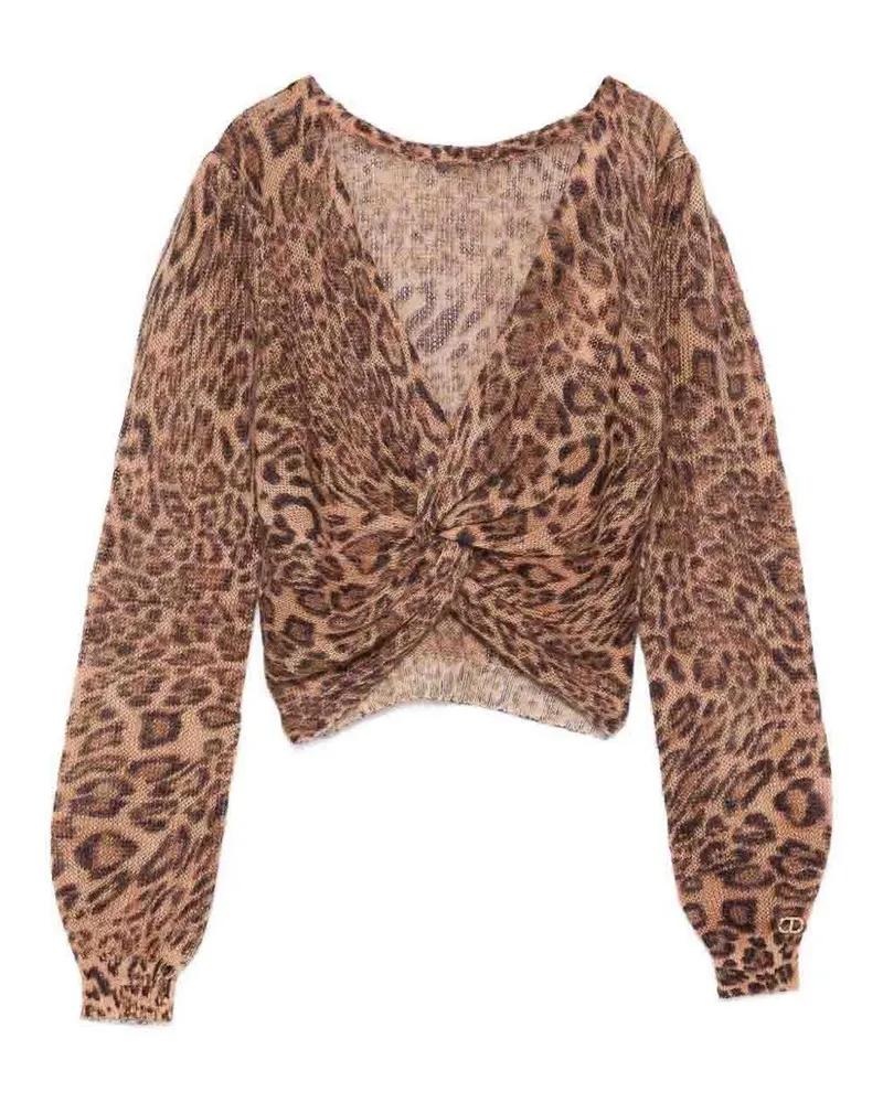 Twin-Set Rundhalspullover - Beige Animal