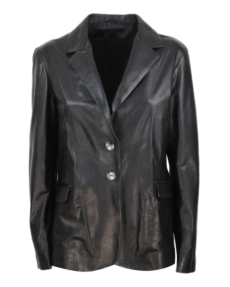 BARBA Lederjacke - Schwarz Schwarz