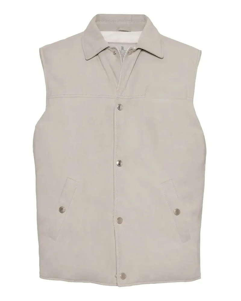 Brunello Cucinelli Lederjacke - Hellgrau Hellgrau