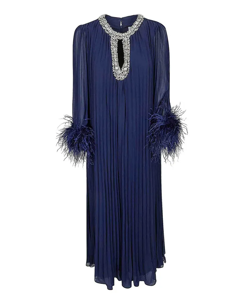 Self-Portrait Knielanges Kleid - Dunkelblau Dunkelblau