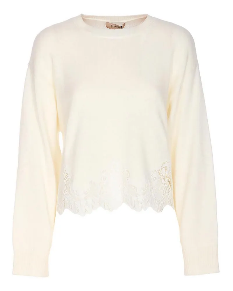 Twin-Set Rundhalspullover - Weiß Weiß