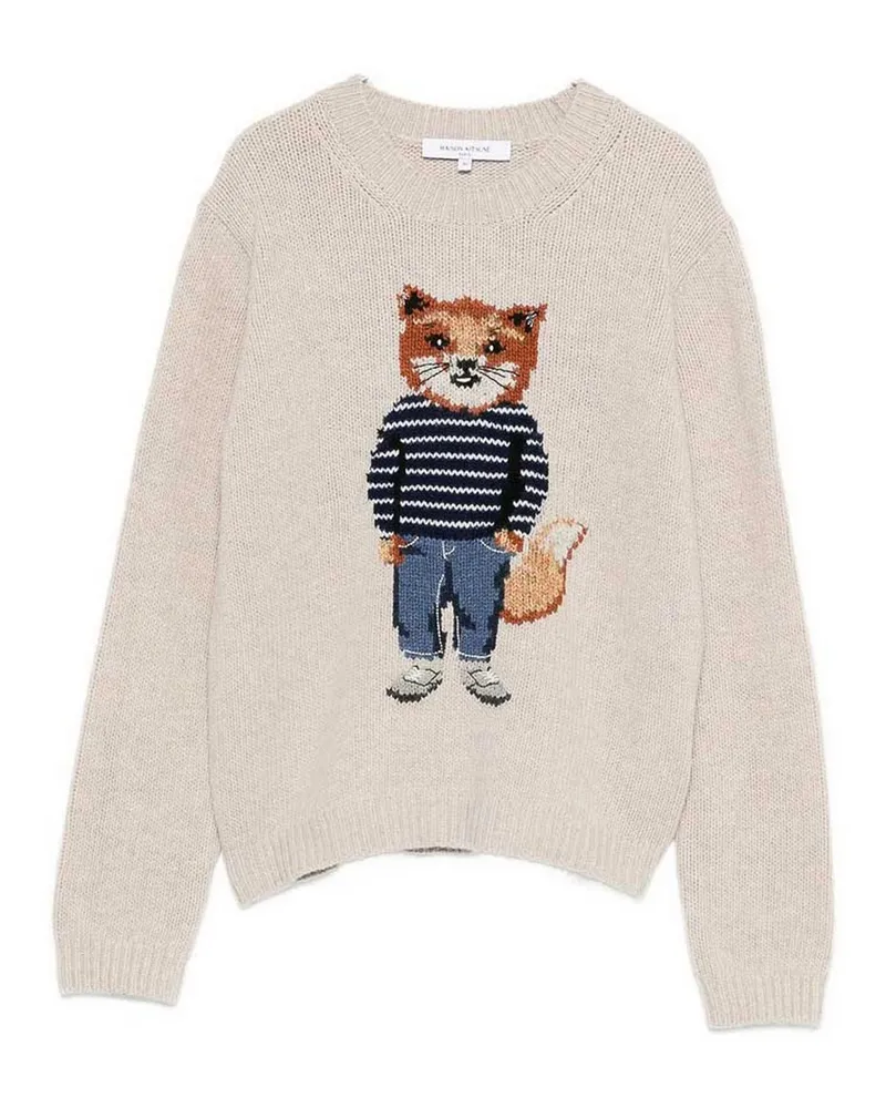 Kitsuné Rundhalspullover - Beige Beige