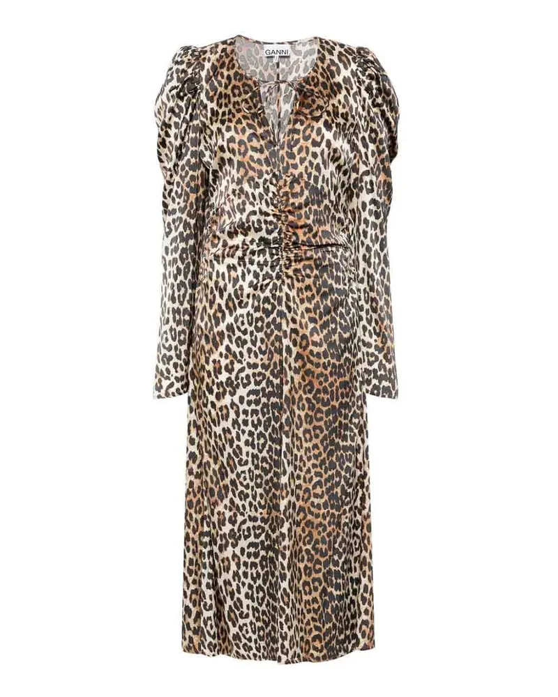 Ganni Knielanges Kleid - Silber Animal