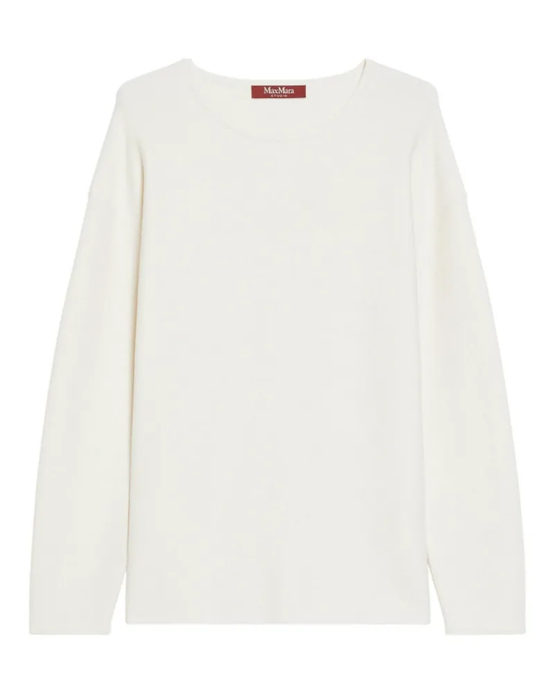 Max Mara Rundhalspullover - Weiß Weiß