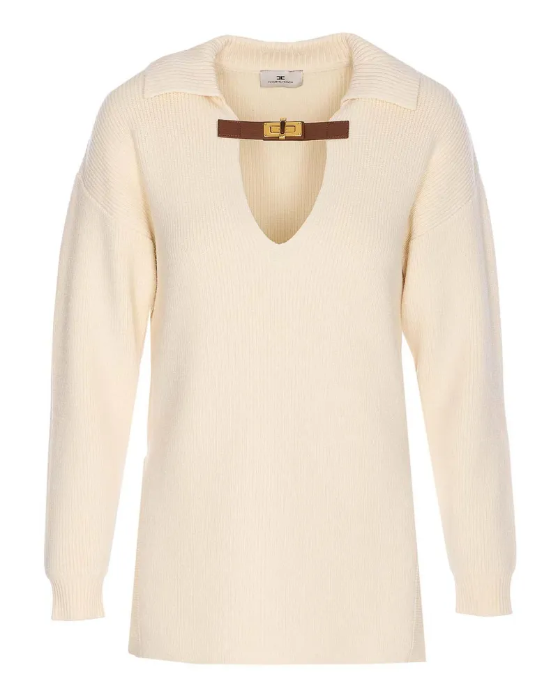 Elisabetta Franchi Rundhalspullover - Weiß Weiß
