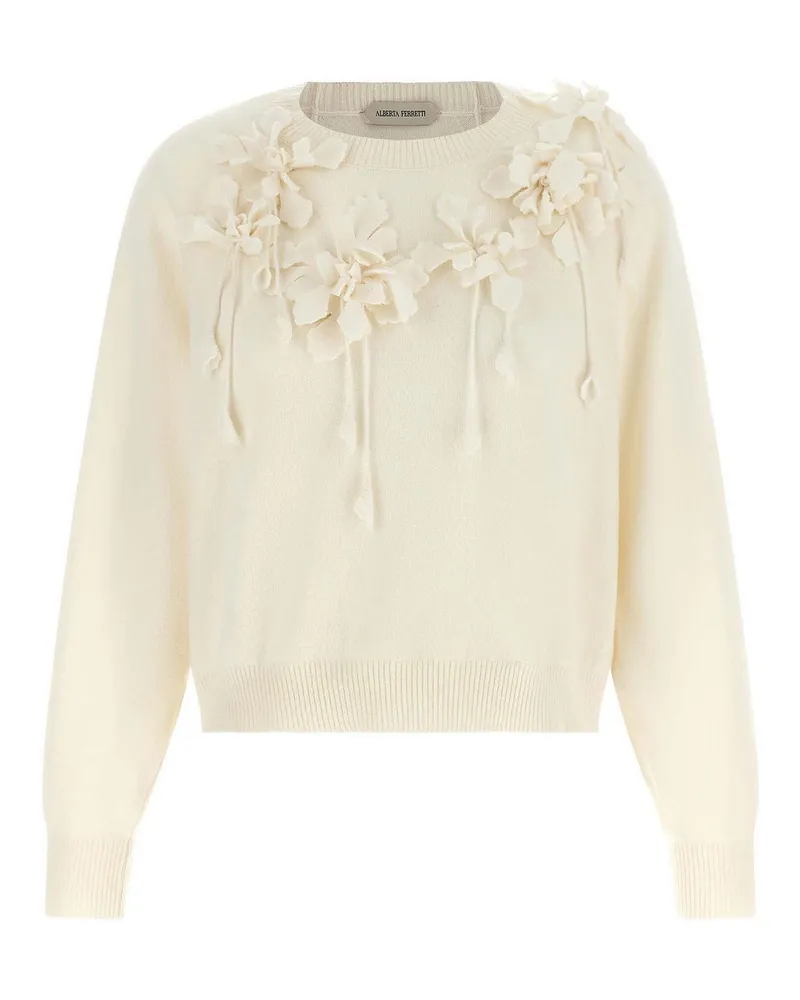 Alberta Ferretti Rundhalspullover - Weiß Weiß