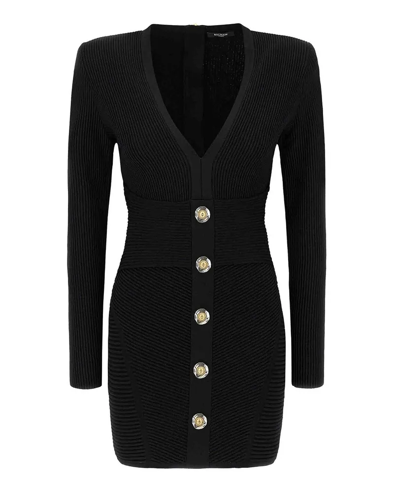 Balmain Knielanges Kleid - Schwarz Schwarz