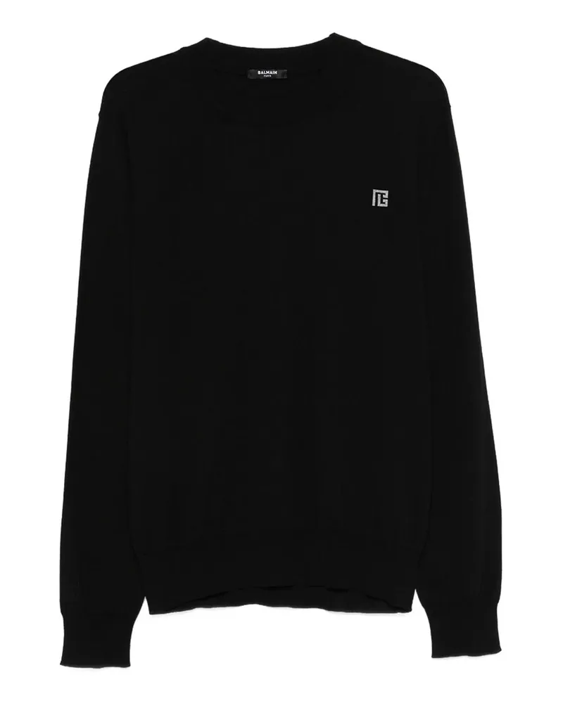 Balmain Rundhalspullover - Schwarz Schwarz