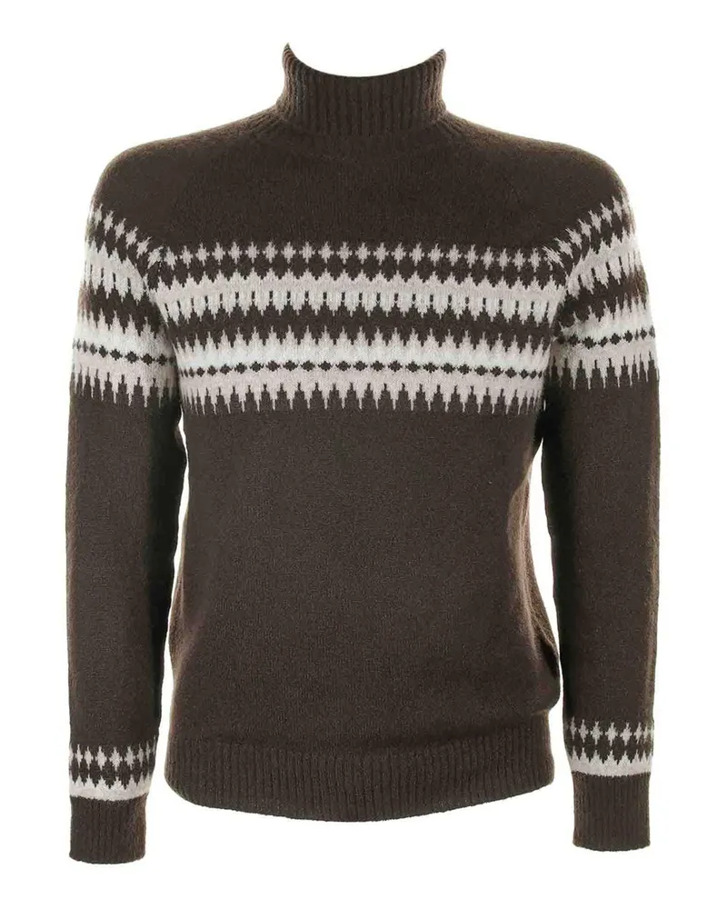 Eleventy Rollkragenpullover - Weiß Braun