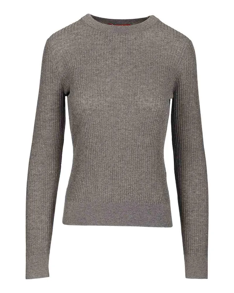 Max Mara Rundhalspullover - Grau Grau