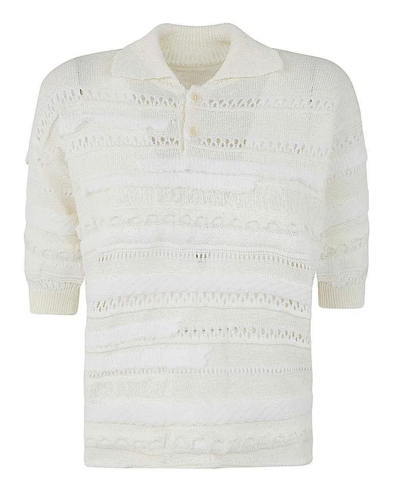 Yohji Yamamoto Rundhalspullover - Weiß Weiß