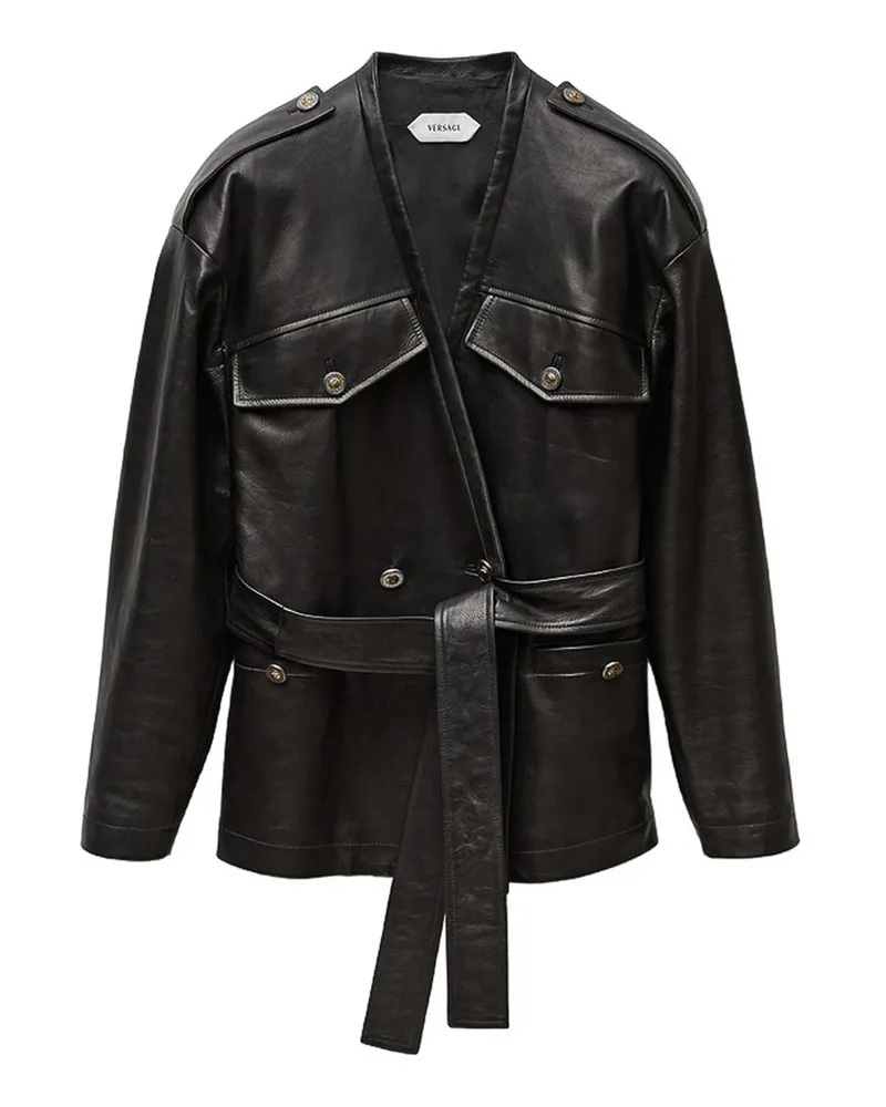 Versace Ledermantel - Schwarz Schwarz