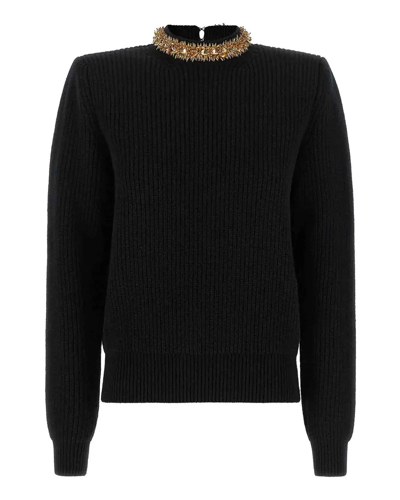 Balmain Rundhalspullover - Schwarz Schwarz