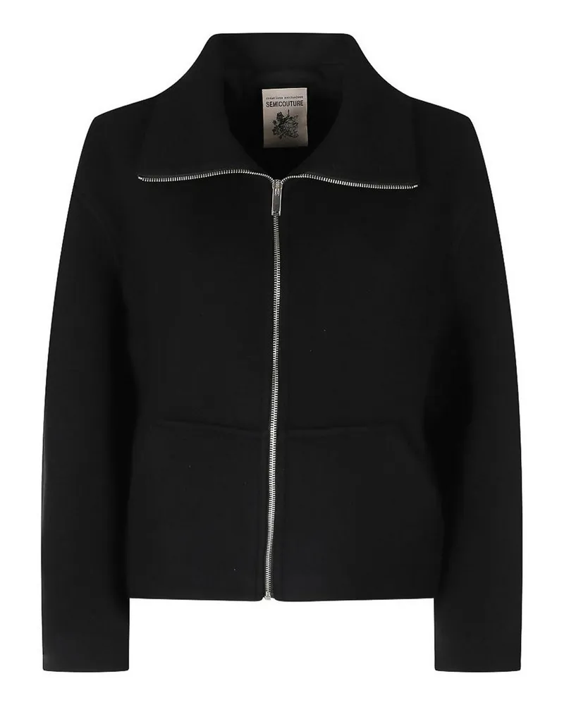 Semicouture Knielanger Mantel - Schwarz Schwarz