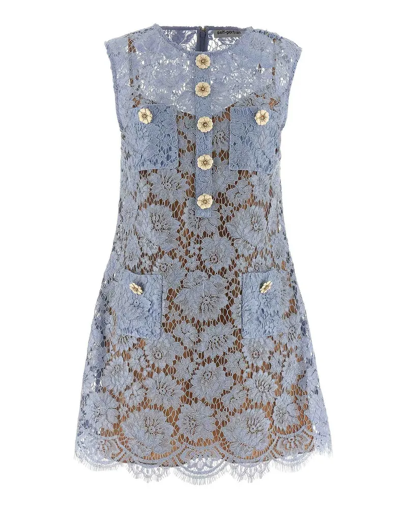 Self-Portrait Kurzes Kleid - Hellblau Hellblau