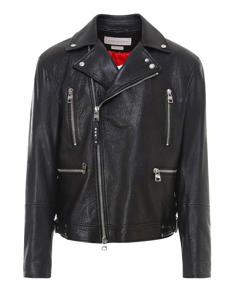 Alexander McQueen Lederjacke - Schwarz Schwarz