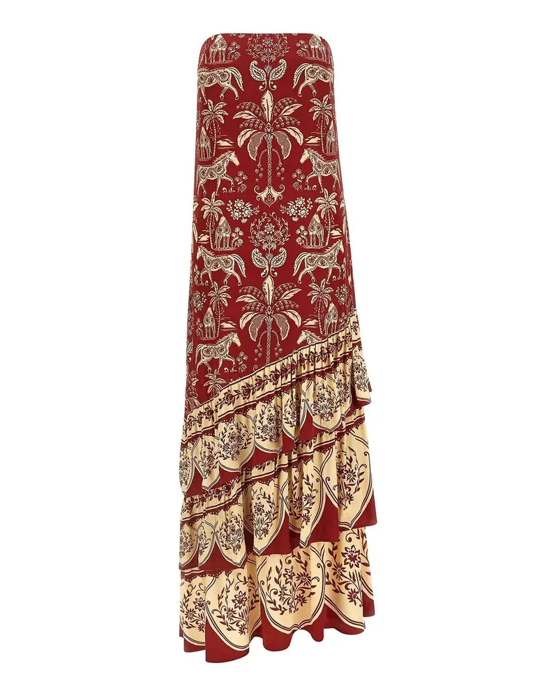FARM Rio Knielanges Kleid - Dunkelrot Dunkelrot