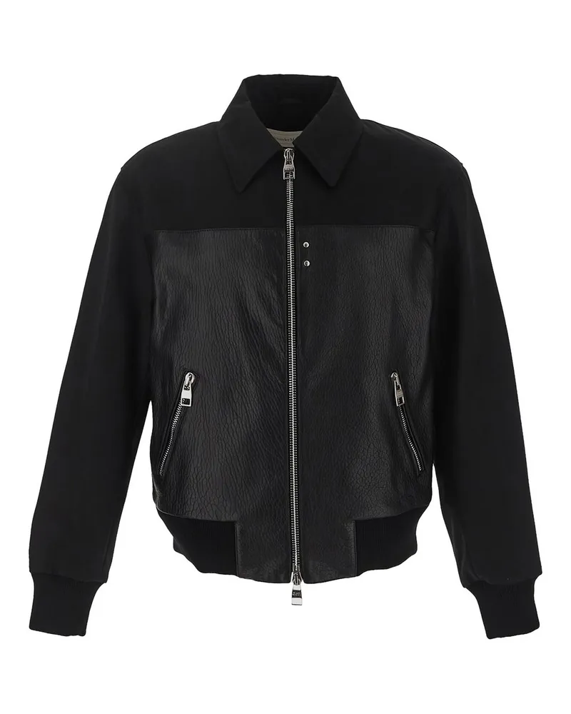 Alexander McQueen Lederjacke - Schwarz Schwarz